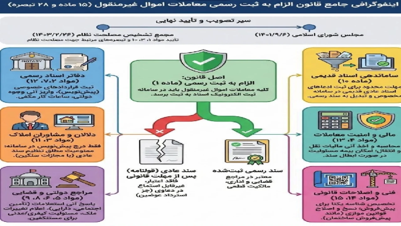 نظریه مشورتی : قانون الزام به ثبت رسمی معاملات اموال غیرمنقول مصوب ۱۴۰۳